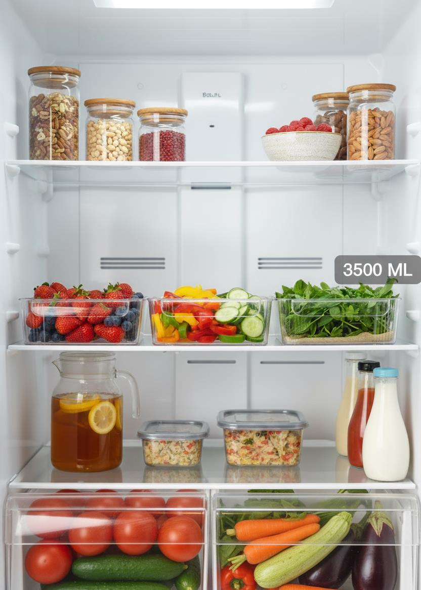 Okyanus Home 3'lü Kapaksız Şeffaf Buzdolabı Organizeri ve Saklama Kabı 3500ML