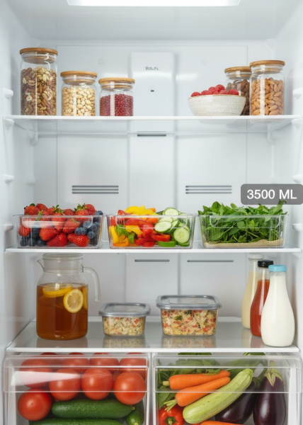 Okyanus Home 3'lü Kapaksız Şeffaf Buzdolabı Organizeri ve Saklama Kabı 3500ML