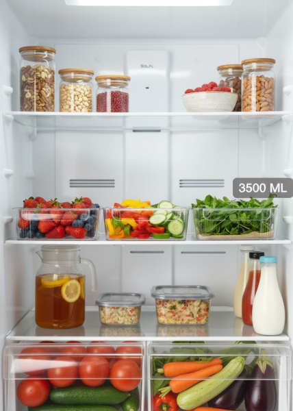 Okyanus Home 3'lü Kapaksız Şeffaf Buzdolabı Organizeri ve Saklama Kabı 3500ML