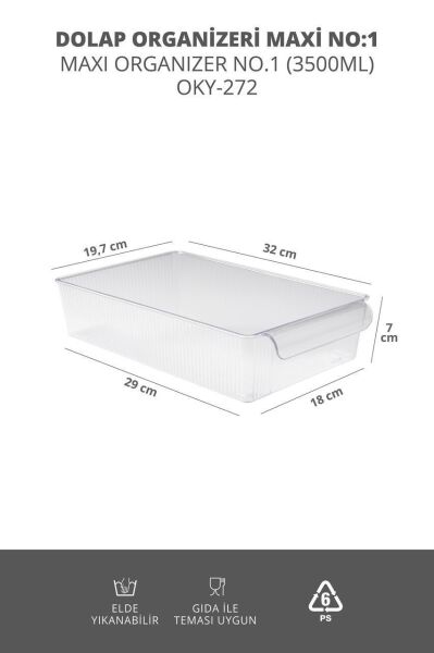 Okyanus Home 3'lü Kapaksız Şeffaf Buzdolabı Organizeri ve Saklama Kabı 3500ML