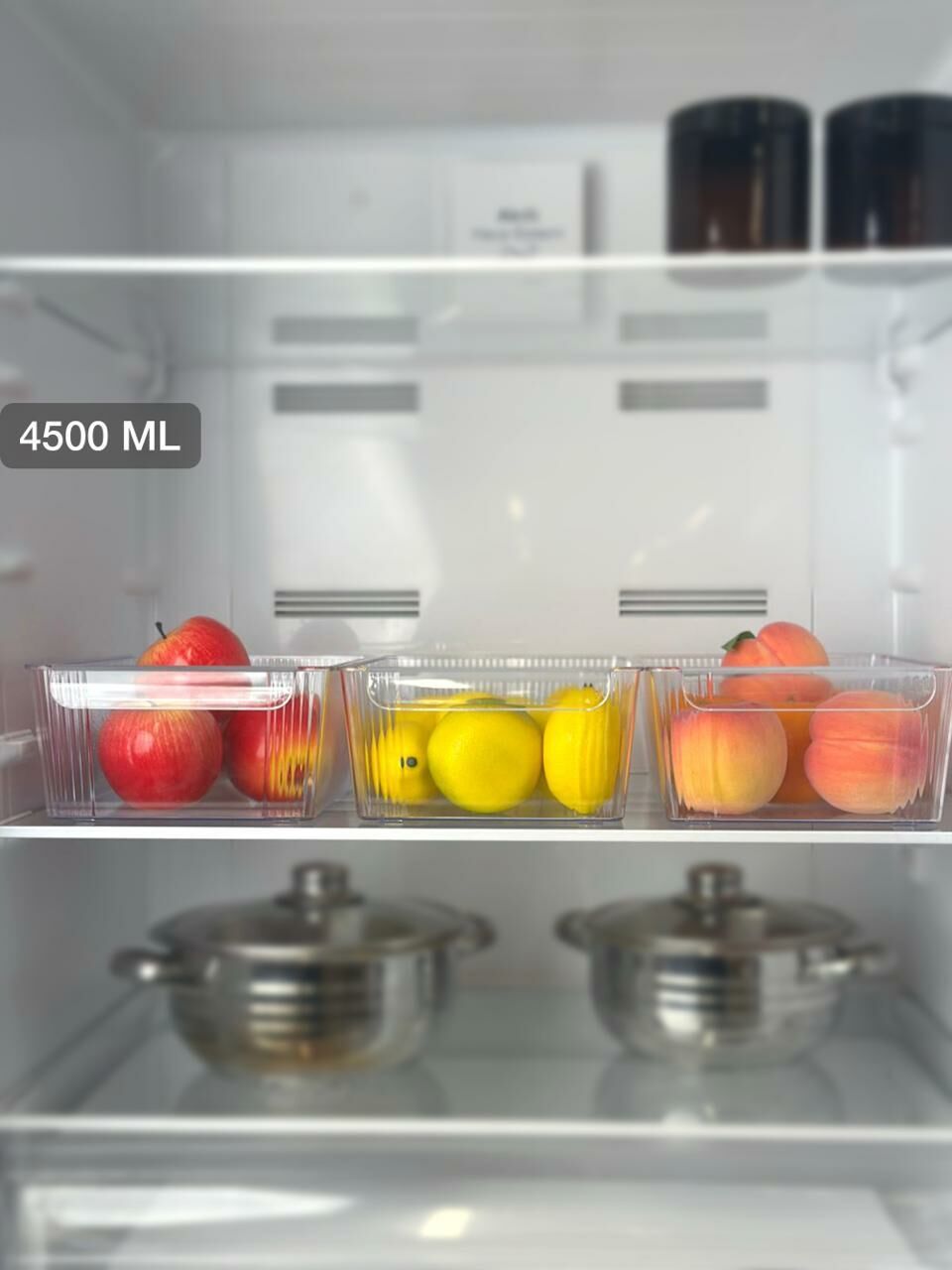 Okyanus Home 3'lü Kapaksız Şeffaf Buzdolabı Organizeri ve Saklama Kabı 4500ML
