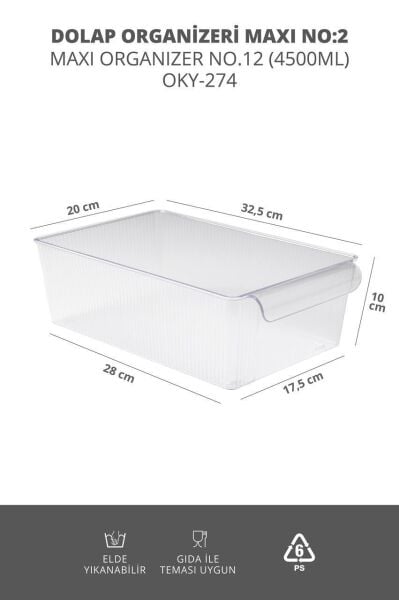 Okyanus Home 3'lü Kapaksız Şeffaf Buzdolabı Organizeri ve Saklama Kabı 4500ML