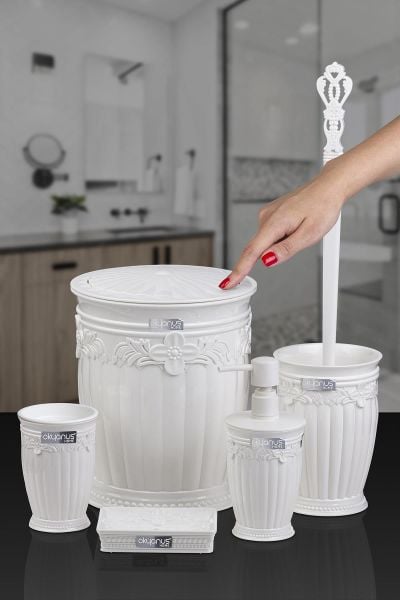 Okyanus Home Beyaz Sultan Serisi 5'li Banyo Seti