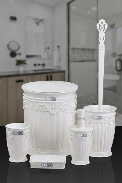 Okyanus Home Beyaz Sultan Serisi 5'li Banyo Seti