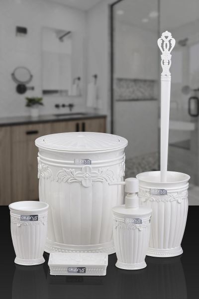 Okyanus Home Beyaz Sultan Serisi 5'li Banyo Seti