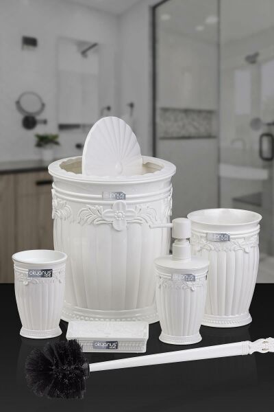 Okyanus Home Beyaz Sultan Serisi 5'li Banyo Seti