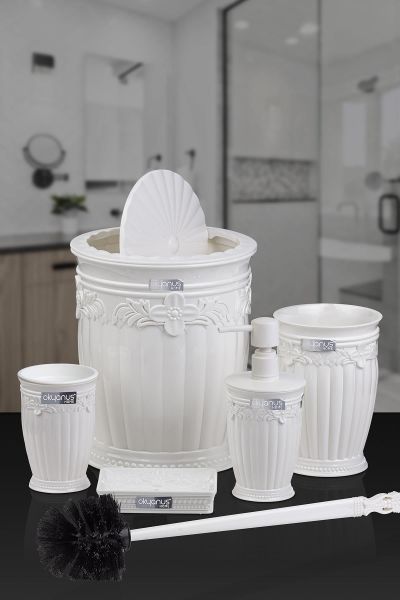 Okyanus Home Beyaz Sultan Serisi 5'li Banyo Seti