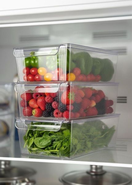 Okyanus Home 3'lü Kapaklı Şeffaf Buzdolabı Organizeri ve Saklama Kabı 4500ML