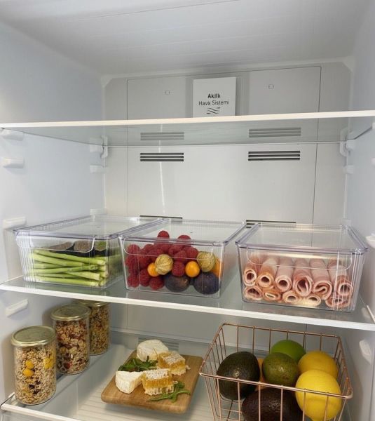 Okyanus Home 3'lü Kapaklı Şeffaf Buzdolabı Organizeri ve Saklama Kabı 4500ML