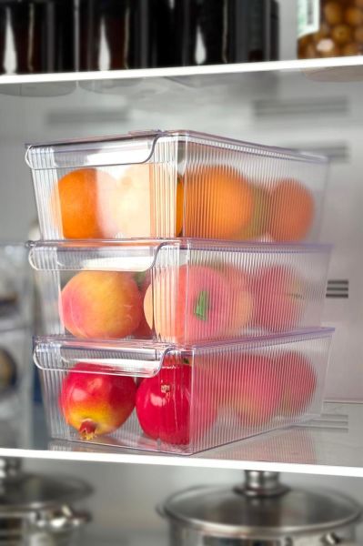 Okyanus Home 3'lü Kapaklı Şeffaf Buzdolabı Organizeri ve Saklama Kabı 4500ML