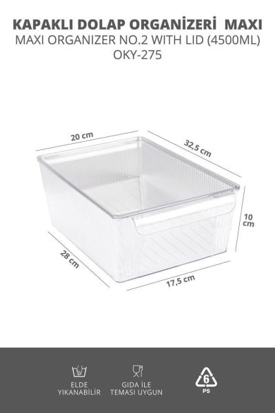 Okyanus Home 3'lü Kapaklı Şeffaf Buzdolabı Organizeri ve Saklama Kabı 4500ML