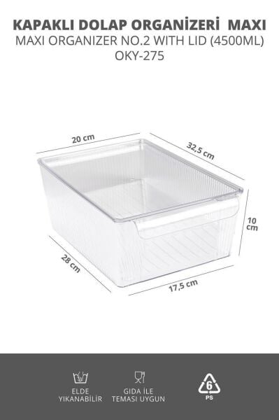 Okyanus Home 3'lü Kapaklı Şeffaf Buzdolabı Organizeri ve Saklama Kabı 4500ML