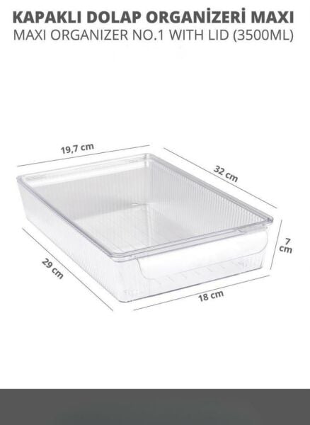 Okyanus Home 3 Boy Kapaklı Şeffaf Buzdolabı Organizeri ve Saklama Kabı 3'lü 3500ML-4500ML-6500ML