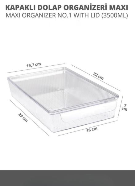 Okyanus Home 3 Boy Kapaklı Şeffaf Buzdolabı Organizeri ve Saklama Kabı 3'lü 3500ML-4500ML-6500ML