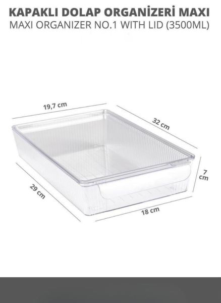 Okyanus Home 3 Boy Kapaklı Şeffaf Buzdolabı Organizeri ve Saklama Kabı 3'lü 3500ML-4500ML-6500ML