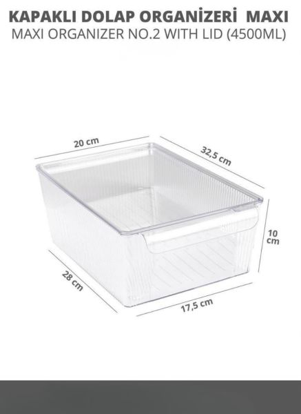 Okyanus Home 3 Boy Kapaklı Şeffaf Buzdolabı Organizeri ve Saklama Kabı 3'lü 3500ML-4500ML-6500ML