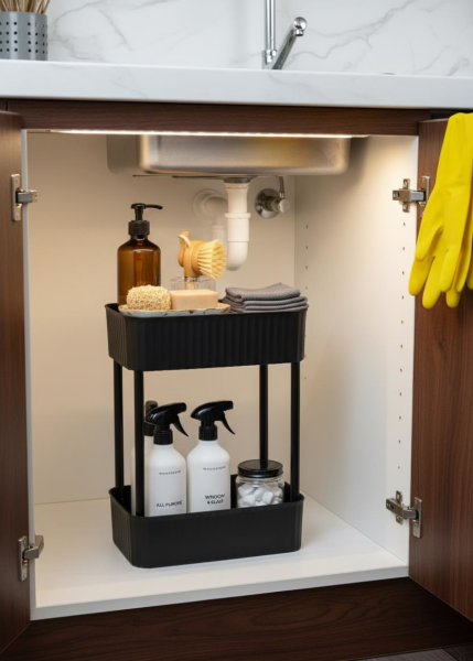 Okyanus Home Banyo-Mutfak Düzenleyici 2 katlı Tekerleksiz Pratik Raf Siyah