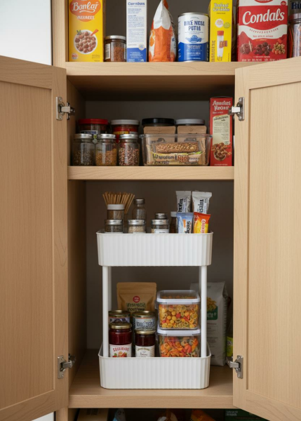 Okyanus Home Banyo-Mutfak Düzenleyici 2 katlı Tekerleksiz Pratik Raf Beyaz