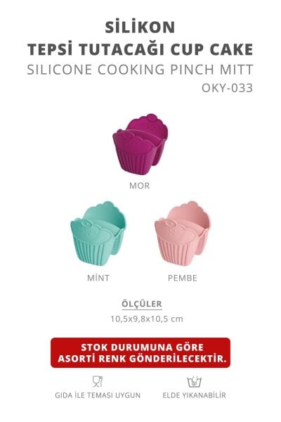 Okyanus Home Silikon Cupcake Isı Yalıtımlı 2'li Fırın Eldiveni