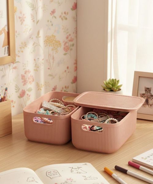 Okyanus Home Linea Smart Box Pembe 2,4 Lt 2 Adet Kapaklı Çok Amaçlı Saklama Kutusu