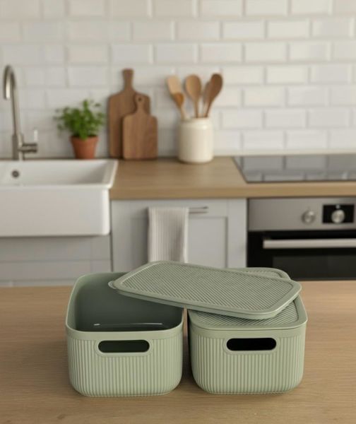 Okyanus Home Linea Smart Box Yeşil 2,4 Lt 2 Adet Kapaklı Çok Amaçlı Saklama Kutusu