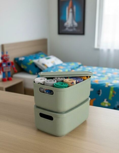 Okyanus Home Linea Smart Box Yeşil 2,4 Lt 2 Adet Kapaklı Çok Amaçlı Saklama Kutusu