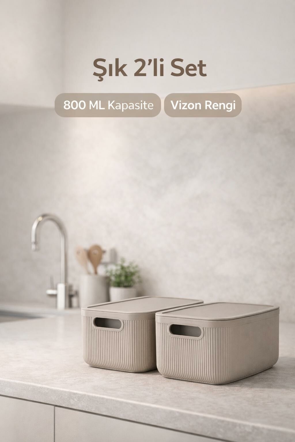 Okyanus Home Linea Smart Box Vizon 2,4 Lt 2 Adet Kapaklı Çok Amaçlı Saklama Kutusu