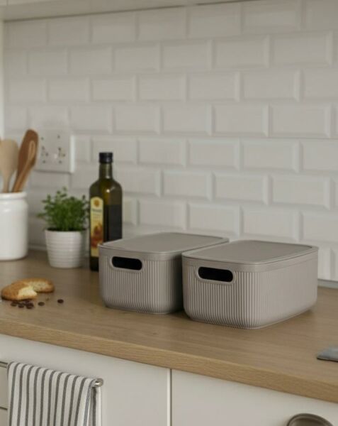 Okyanus Home Linea Smart Box Vizon 2,4 Lt 2 Adet Kapaklı Çok Amaçlı Saklama Kutusu