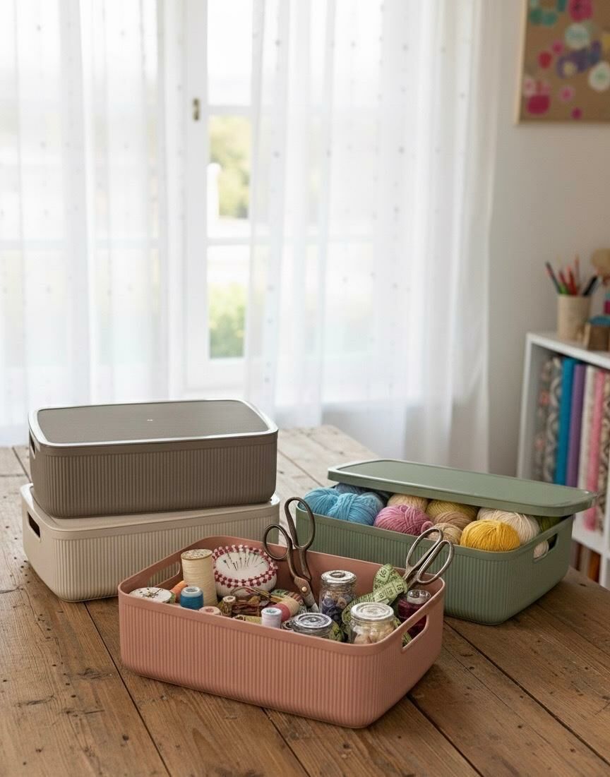 Okyanus Home Linea Smart Box Multi Renk 4,5 Lt 4 Adet Kapaklı Çok Amaçlı Saklama Kutusu