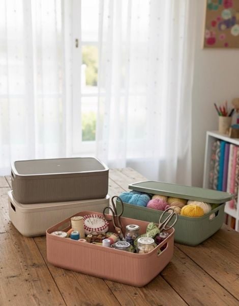 Okyanus Home Linea Smart Box Multi Renk 4,5 Lt 4 Adet Kapaklı Çok Amaçlı Saklama Kutusu