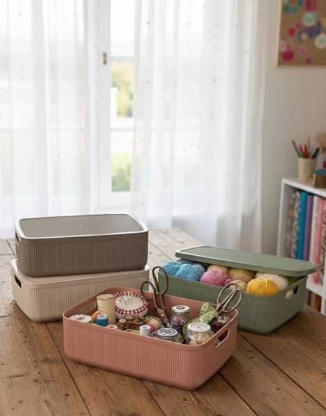 Okyanus Home Linea Smart Box Multi Renk 4,5 Lt 4 Adet Kapaklı Çok Amaçlı Saklama Kutusu