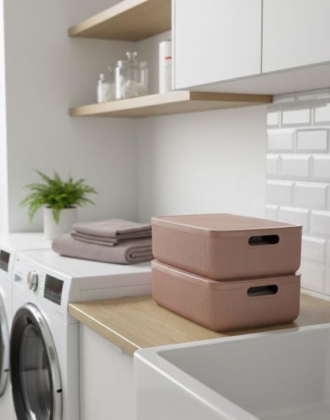 Okyanus Home Linea Smart Box Pembe  4,5 Lt 2 Adet Kapaklı Çok Amaçlı Saklama Kutusu