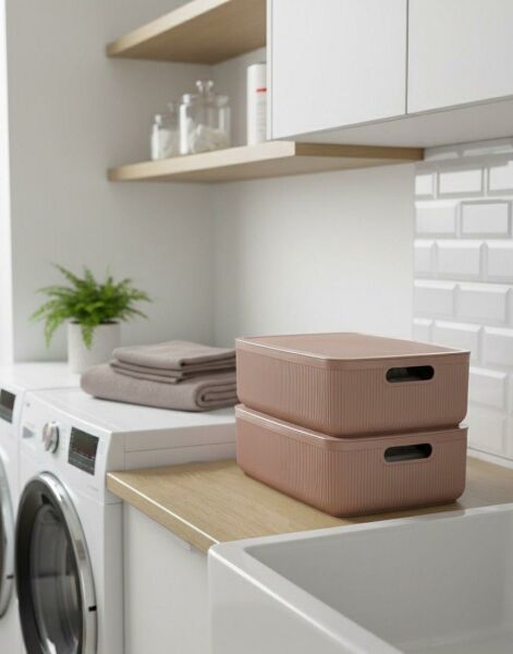 Okyanus Home Linea Smart Box Pembe  4,5 Lt 2 Adet Kapaklı Çok Amaçlı Saklama Kutusu