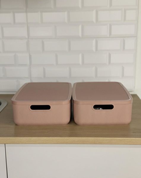 Okyanus Home Linea Smart Box Pembe  4,5 Lt 2 Adet Kapaklı Çok Amaçlı Saklama Kutusu