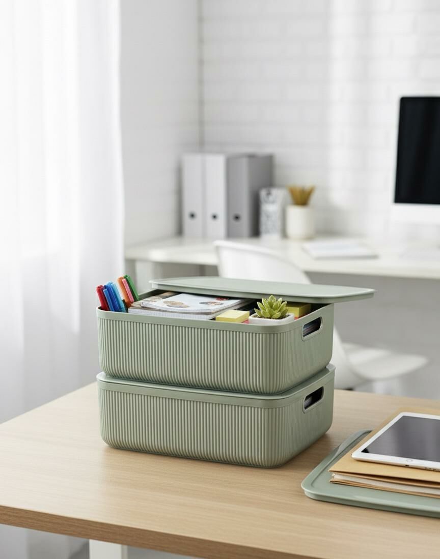 Okyanus Home Linea Smart Box Yeşil 4,5 Lt 2 Adet Kapaklı Çok Amaçlı Saklama Kutusu