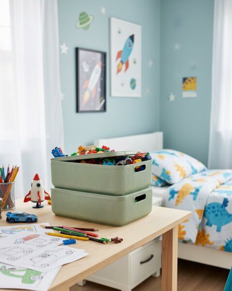 Okyanus Home Linea Smart Box Yeşil 4,5 Lt 2 Adet Kapaklı Çok Amaçlı Saklama Kutusu