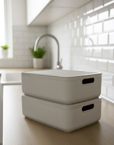 Okyanus Home Linea Smart Box Bej 4,5 Lt 2 Adet Kapaklı Çok Amaçlı Saklama Kutusu