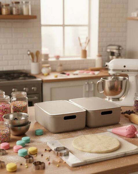 Okyanus Home Linea Smart Box Vizon 4,5 Lt 2 Adet Kapaklı Çok Amaçlı Saklama Kutusu