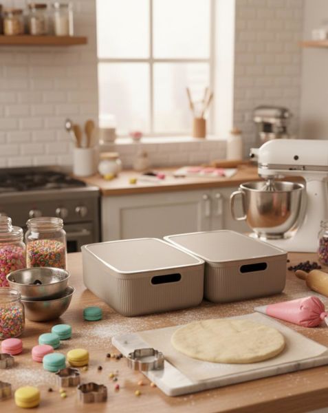 Okyanus Home Linea Smart Box Vizon 4,5 Lt 2 Adet Kapaklı Çok Amaçlı Saklama Kutusu