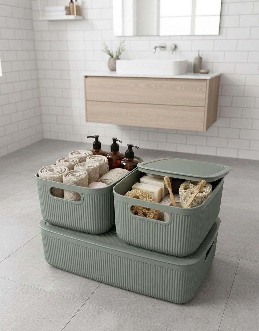 Okyanus Home Linea Smart Box Yeşil 3lü Set 1 Adet 4,5 Lt 2 Adet 2,4 Lt Kapaklı Çok Amaçlı Saklama Kutusu