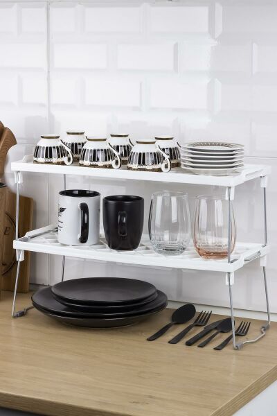 Okyanus Home Metal Ayaklı Tek Katlı Pratik Raf Düzenleyici 20x45