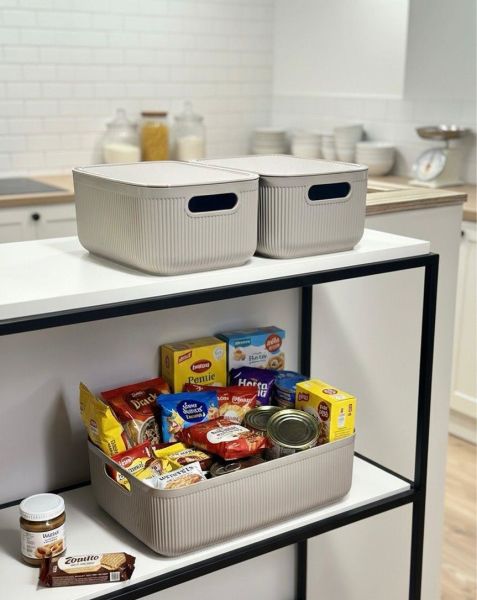 Okyanus Home Linea Smart Box Vizon 3lü Set 1 Adet 4,5 Lt 2 Adet 2,4 Lt Kapaklı Çok Amaçlı Saklama Kutusu