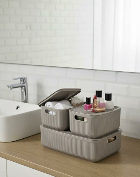 Okyanus Home Linea Smart Box Vizon 3lü Set 1 Adet 4,5 Lt 2 Adet 2,4 Lt Kapaklı Çok Amaçlı Saklama Kutusu