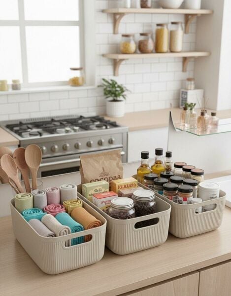 Okyanus Home Linea Smart Box Bej 3'lü Set 2400 Ml