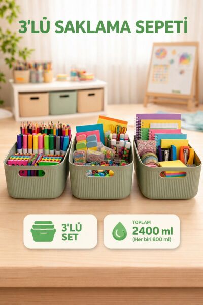 Okyanus Home Linea Smart Box Yeşil 3'lü Set 2400 Ml