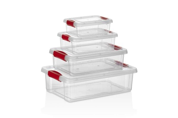 Okyanus Home Fresh Clıck Saklama Kabı 4lü Şeffaf  0.80, 1.50 ,3 VE 6 LT