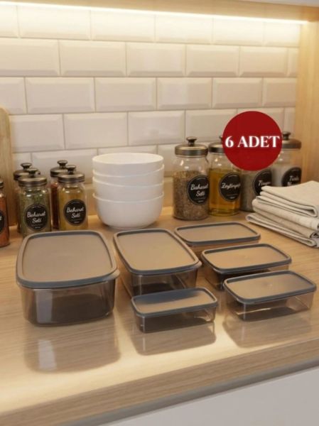 Okyanus Home Stackıt Saklama kabı 6 parça Antrasit