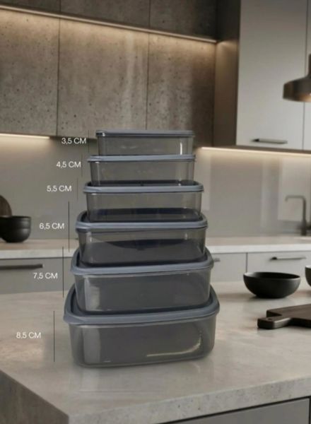 Okyanus Home Stackıt Saklama kabı 6 parça Antrasit
