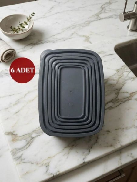 Okyanus Home Stackıt Saklama kabı 6 parça Antrasit