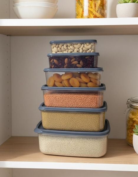 Okyanus Home Stackıt Saklama kabı 6 parça Antrasit